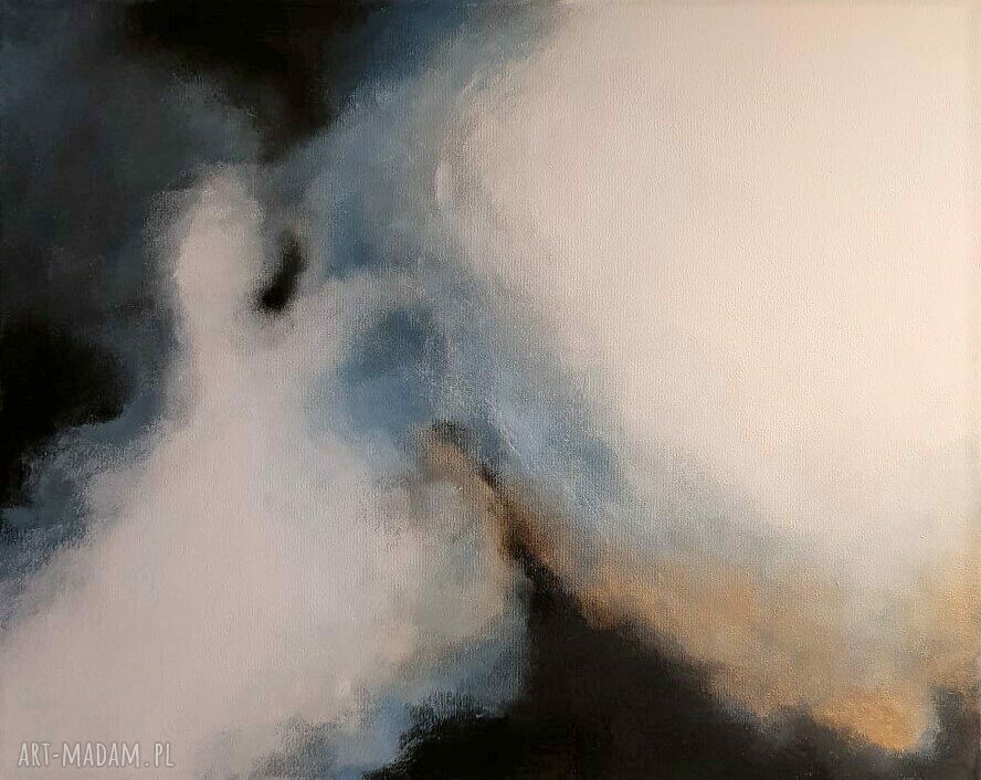 Abstrakcja ze złotem - obraz akrylowy 50x40 cm, sygnowany, bez ramy