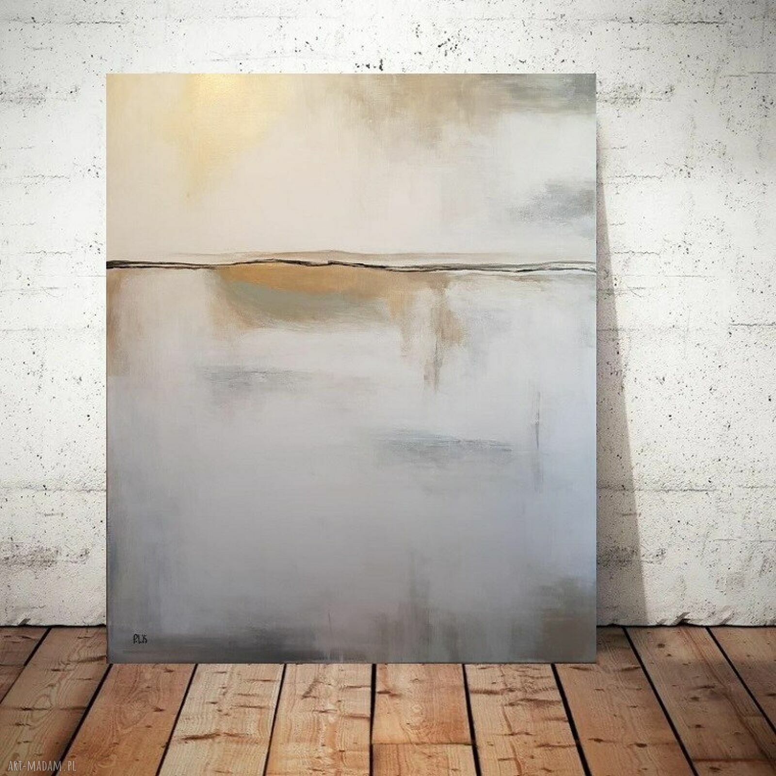 Abstrakcja ze złotem - ręcznie malowany obraz akrylowy 70x60 cm na płótnie