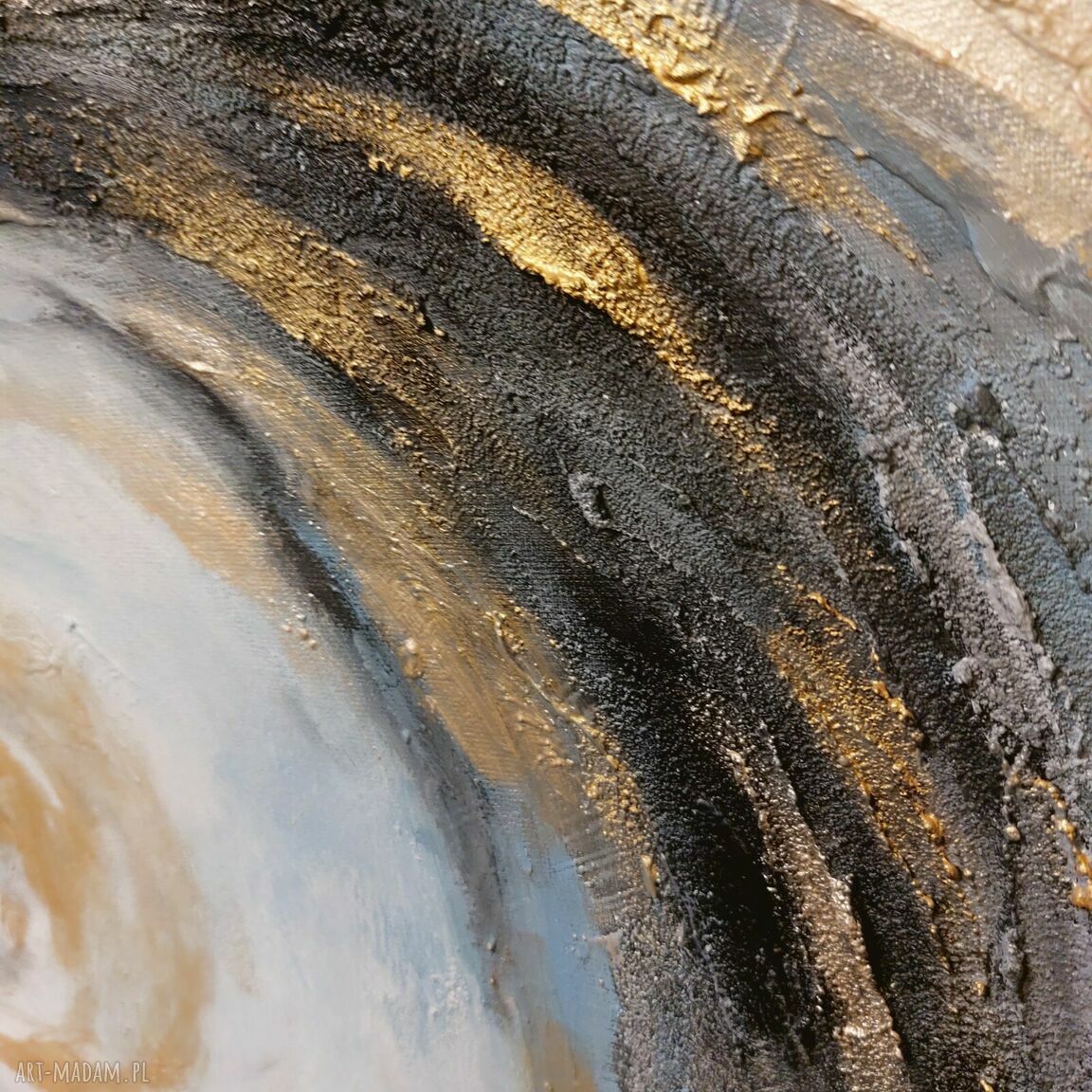 Abstrakcja ze złotem - obraz akrylowy 60x60 cm (kwadrat), bez ramy