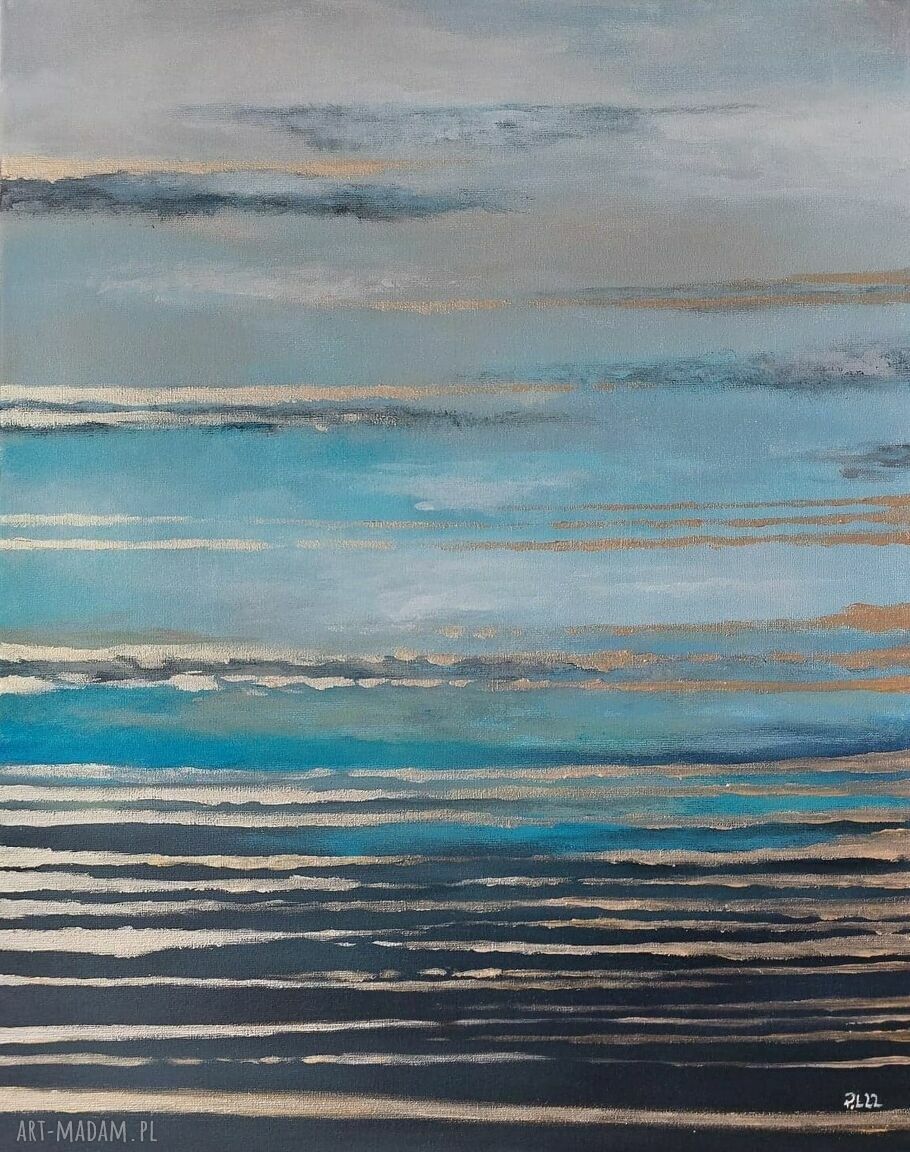 Morze ze złotem - obraz akrylowy 40x50 cm do powieszenia