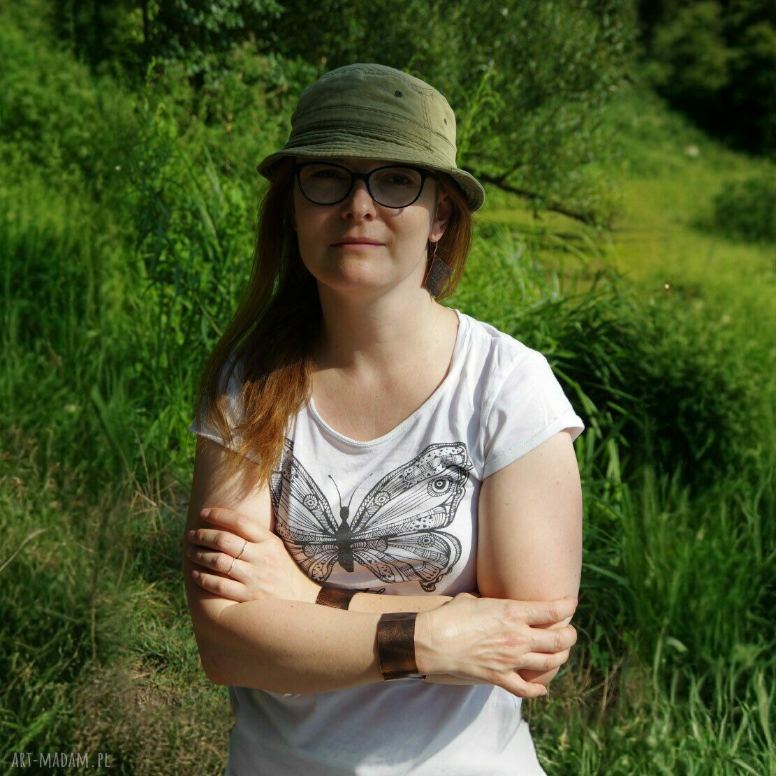 Szeroka miedziana bransoletka Zebra z naturalną patyną