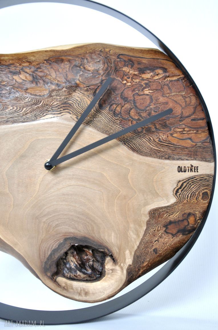 Zegar LOFT orzechowy 40 cm - okrągły zegar ścienny handmade