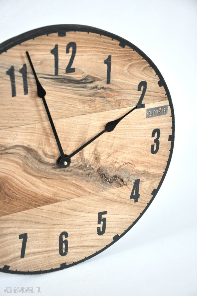 Zegar loft dębowy 50 cm - ścienny malowany Oldtree
