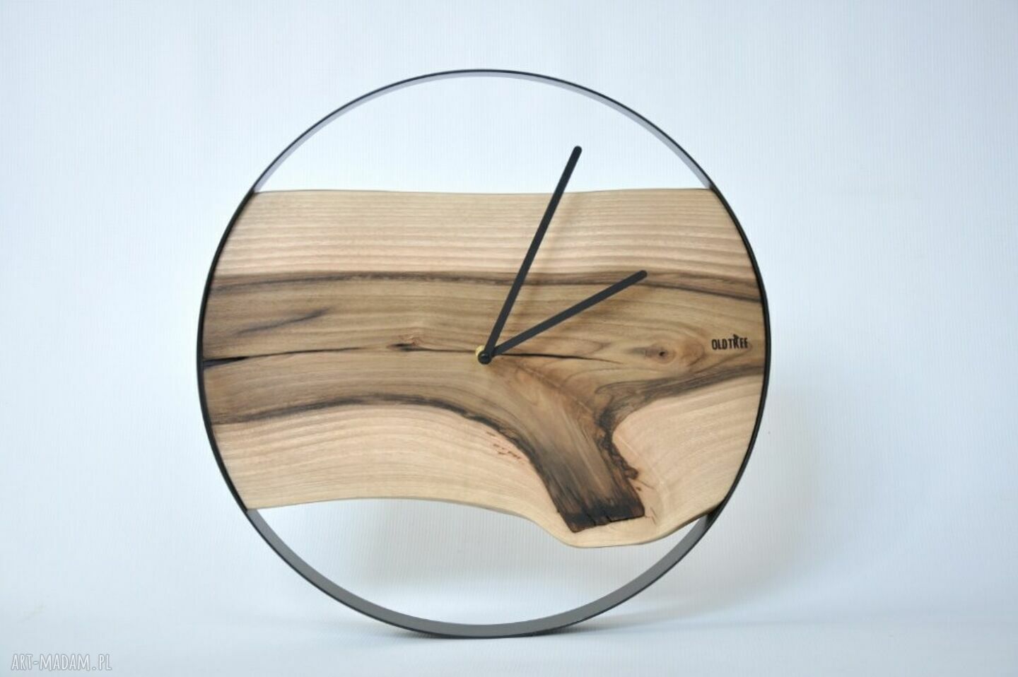 Zegar LOFT orzechowy 40 cm - okrągły zegar ścienny handmade