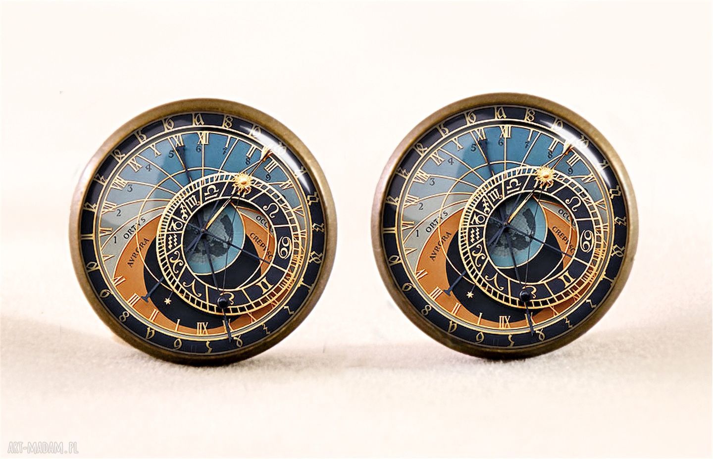 Zegar Praski medalion z łańcuszkiem steampunk handmade