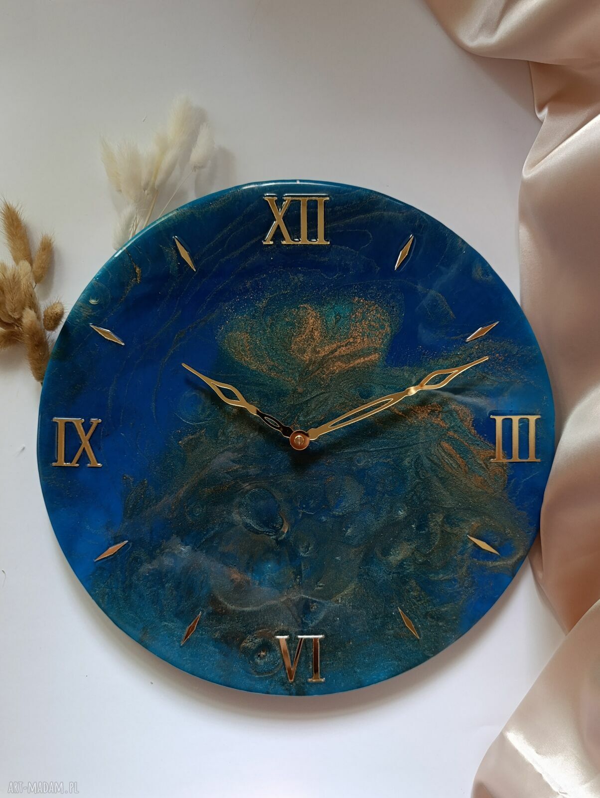 Zegar ścienny z żywicy epoksydowej Głębia oceanu - 40 cm