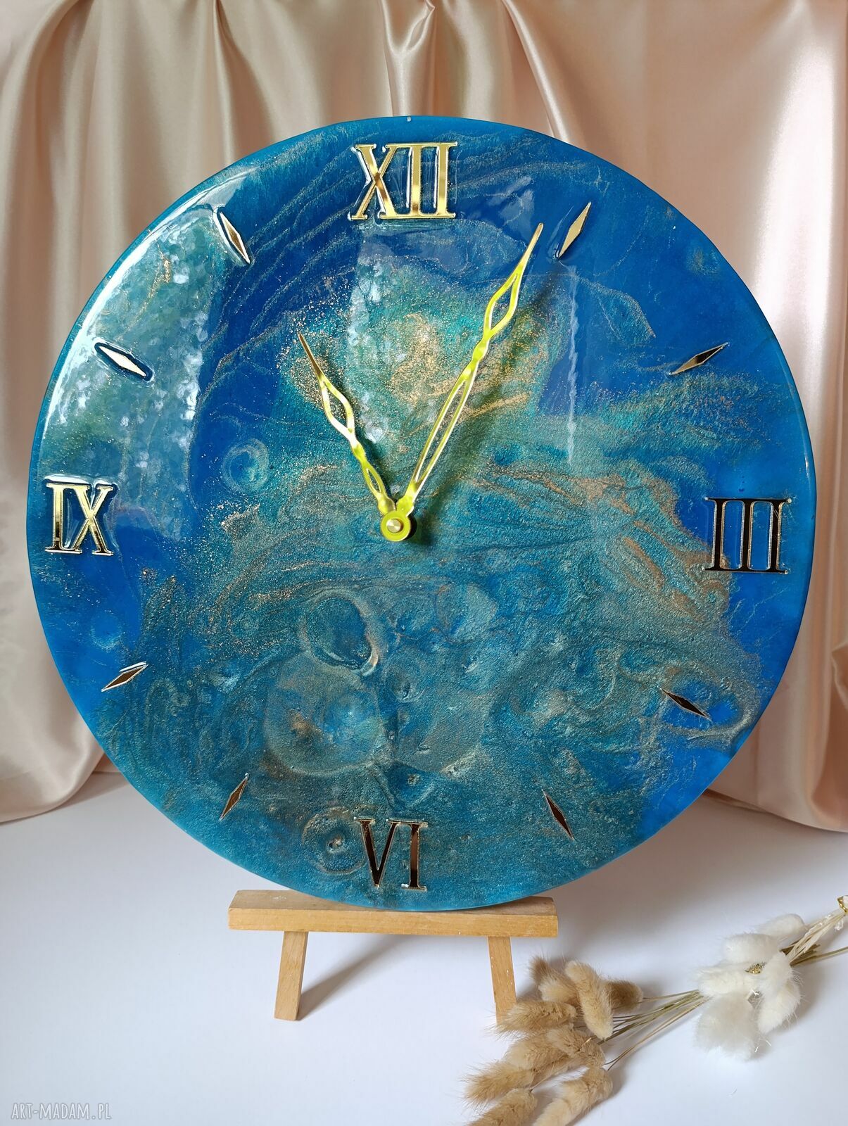 Zegar ścienny z żywicy epoksydowej Głębia oceanu - 40 cm