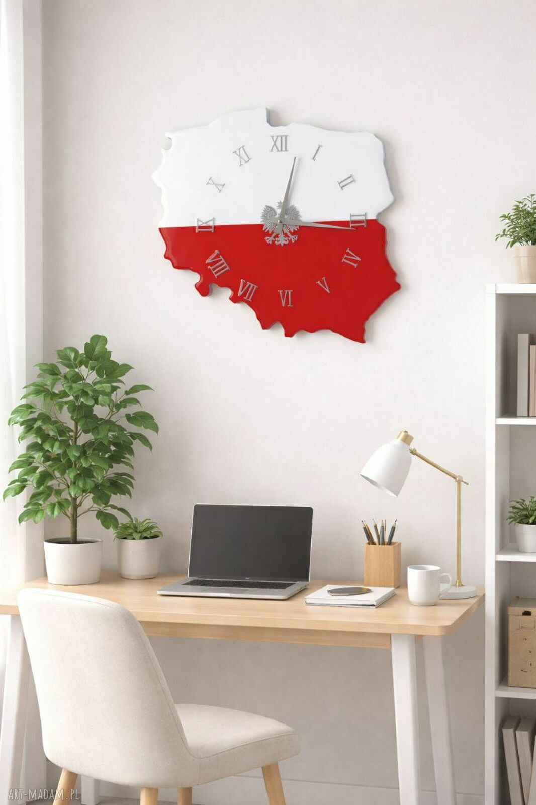Zegar ścienny z żywicy epoksydowej - mapa Polski 35x35 cm