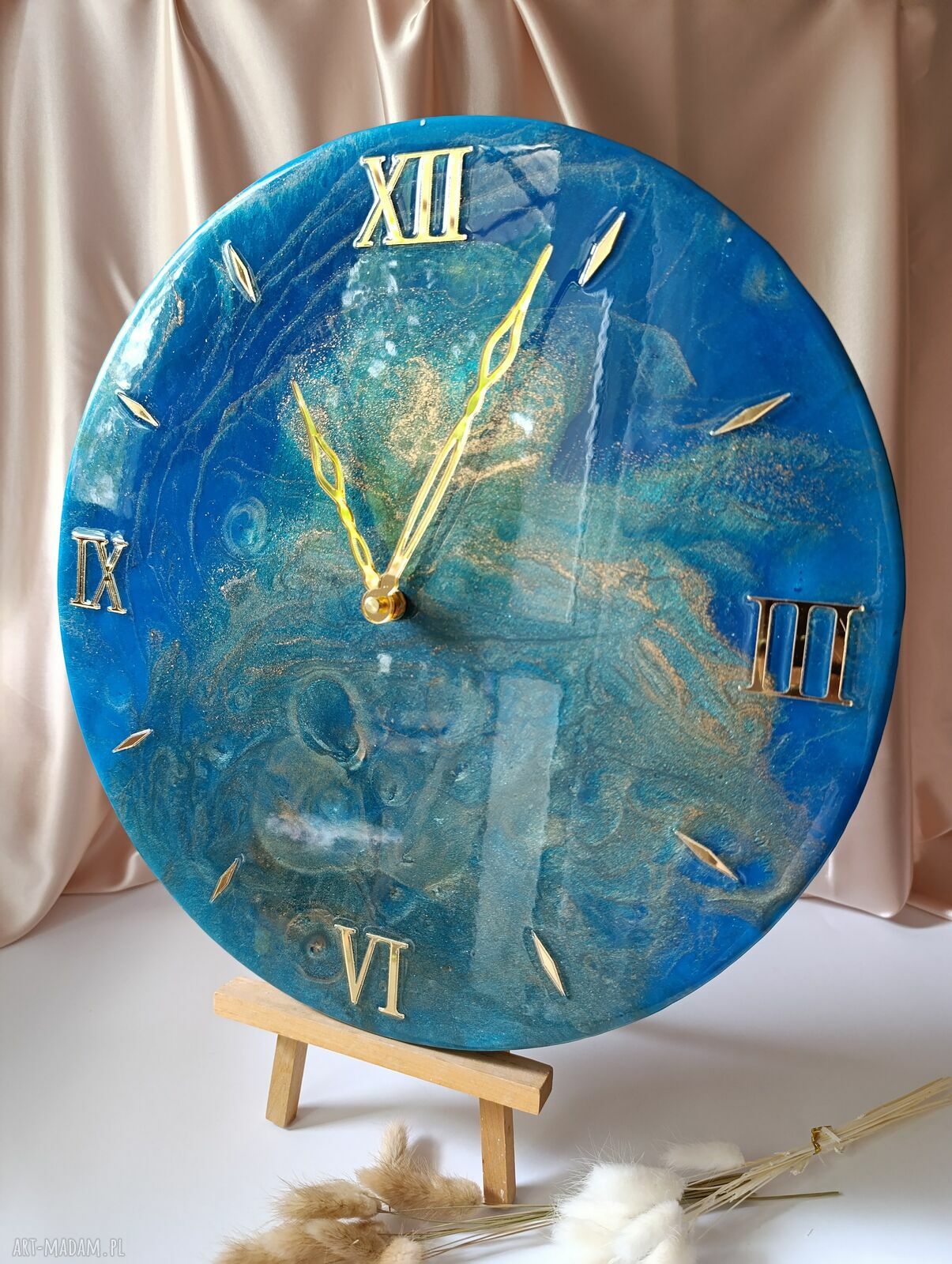 Zegar ścienny z żywicy epoksydowej Głębia oceanu - 40 cm