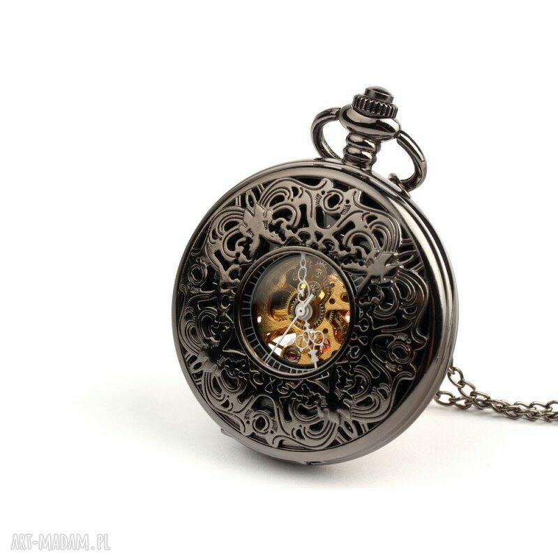 Czarny zegarek handmade Ażur IV Dark Black Dial