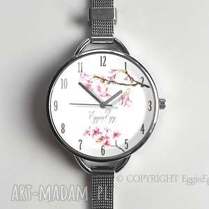 zegarek damski kwiat wiśni prezent egginegg - delikatny zegarek damski zegarek