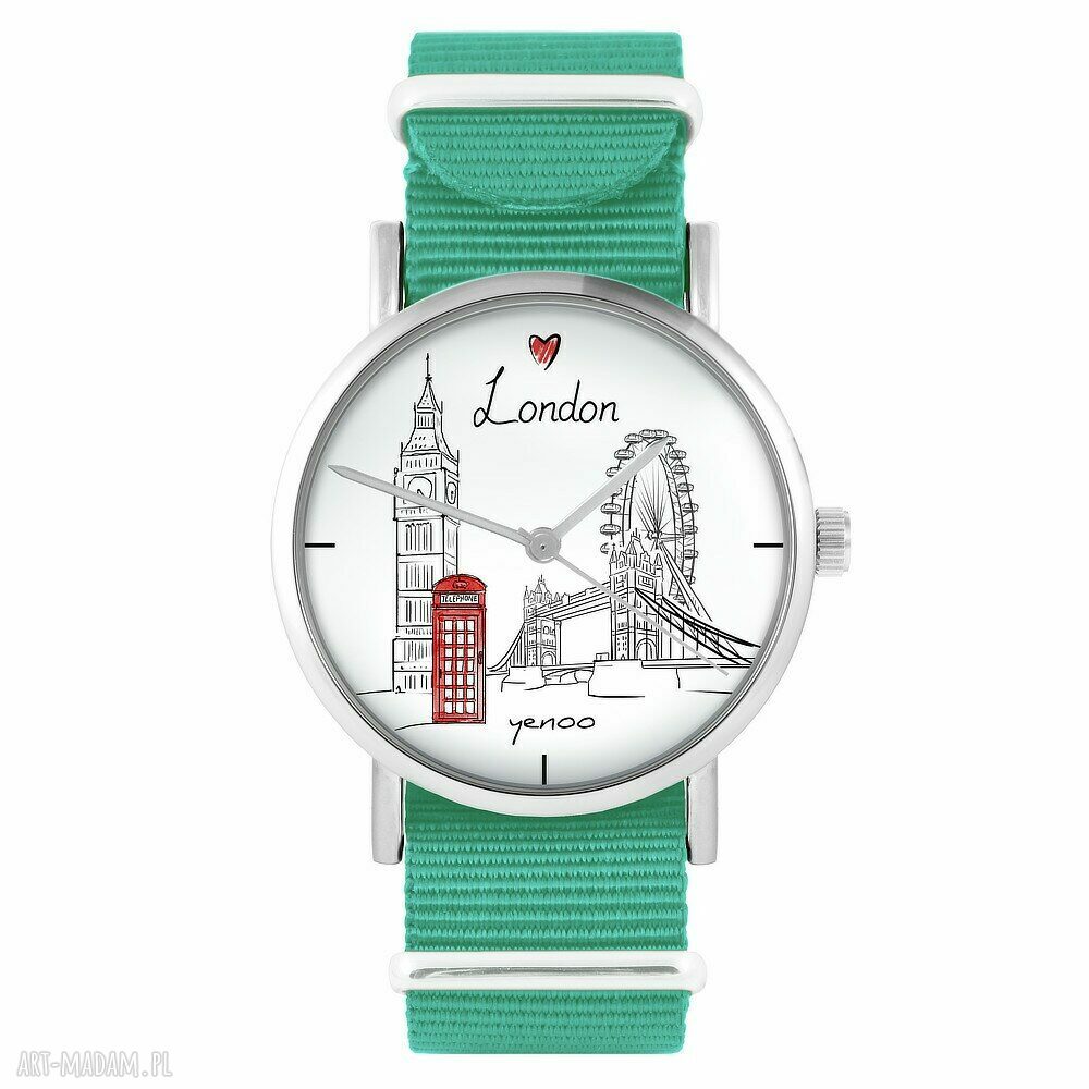 Zegarek Londyn Turkusowy z nylonowym paskiem - handmade
