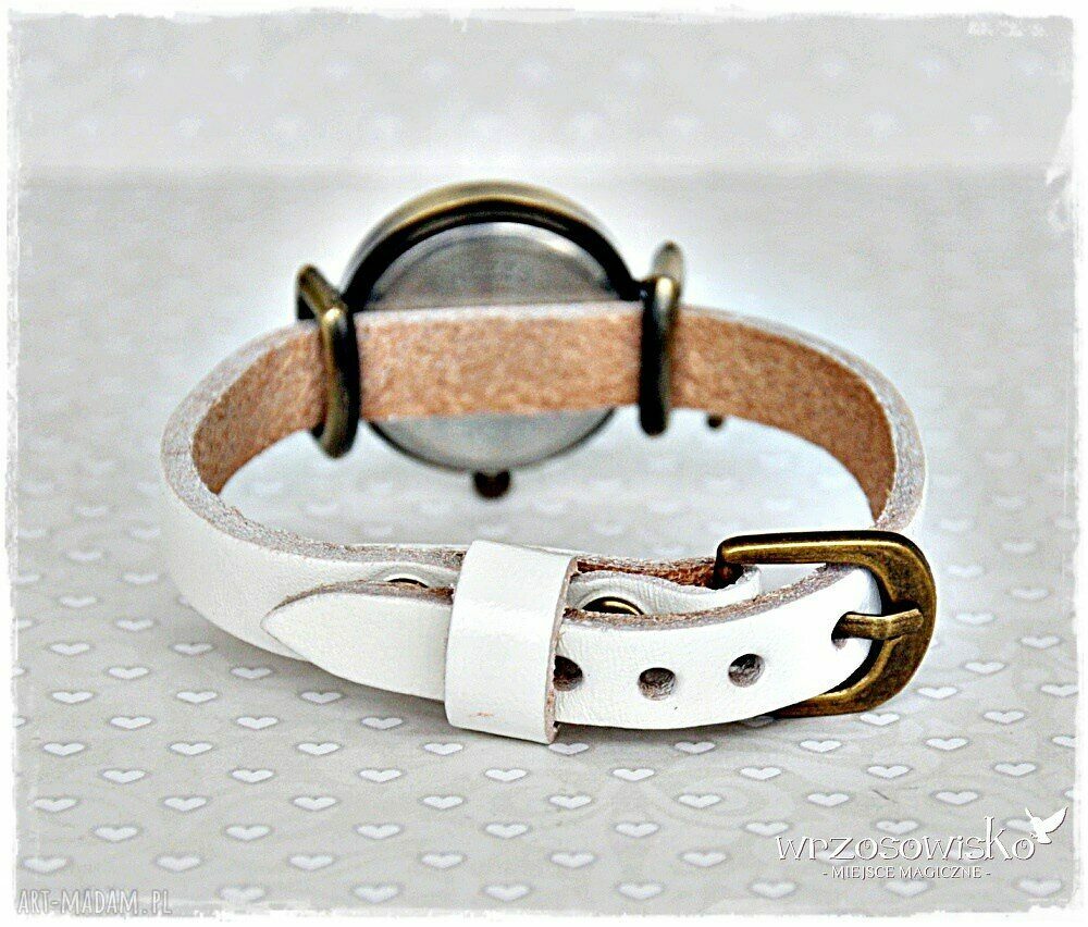 Zegarek skórzany ze Swarovskim Handmade