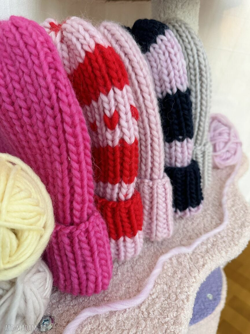 Zestaw 2 czapek mama i dziecko Lily - 100% wełna handmade