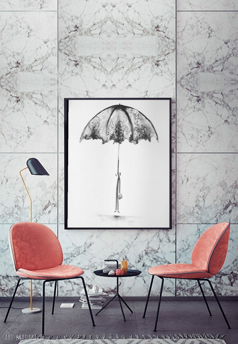 Zestaw 2 grafik Dreams i Rain 50x70 - czarno-białe bez ramki