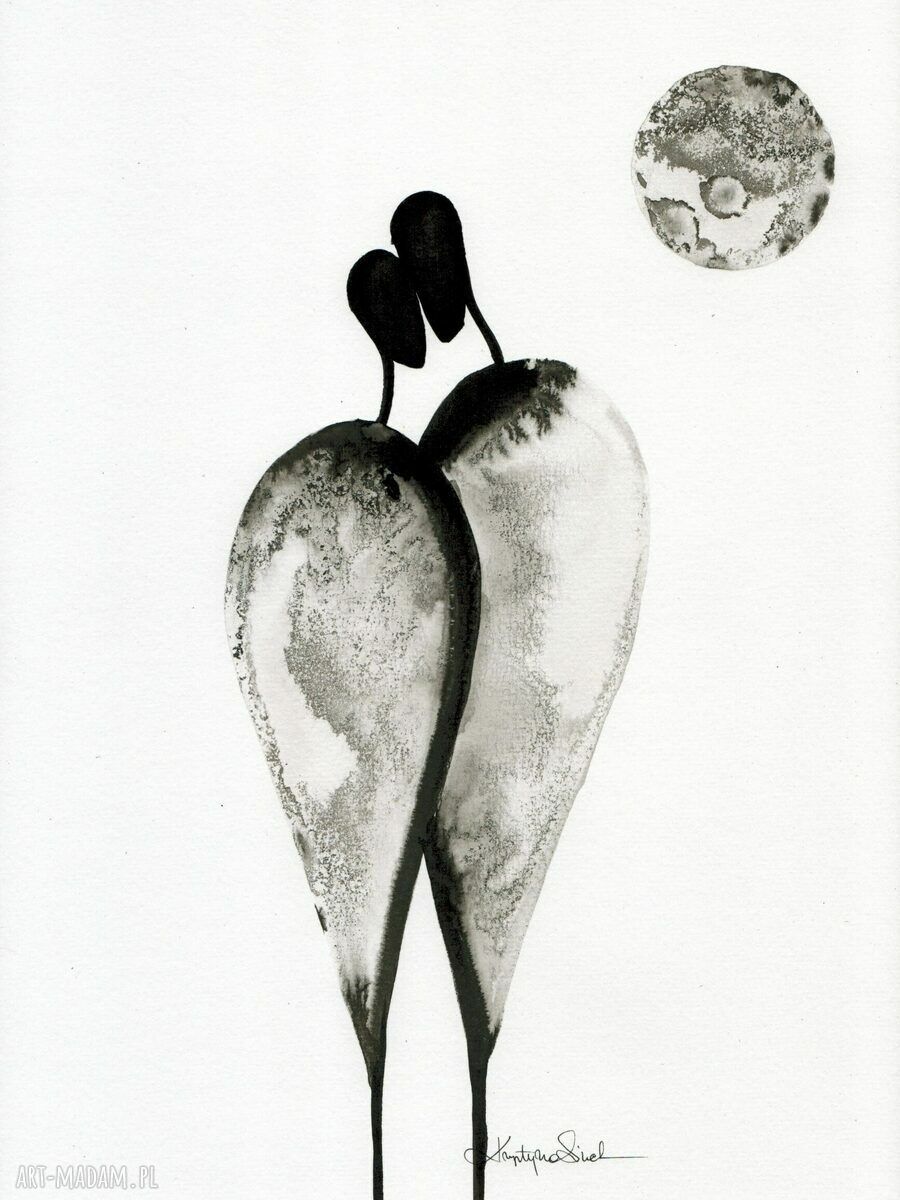 Zestaw 2 grafik 30x40 cm czarno biała abstrakcja Relationships