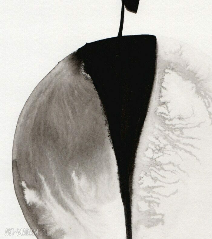 Zestaw 2 grafik 30x40 cm czarno biała abstrakcja na papierze akwarelowym (tusz) art Madam.pl