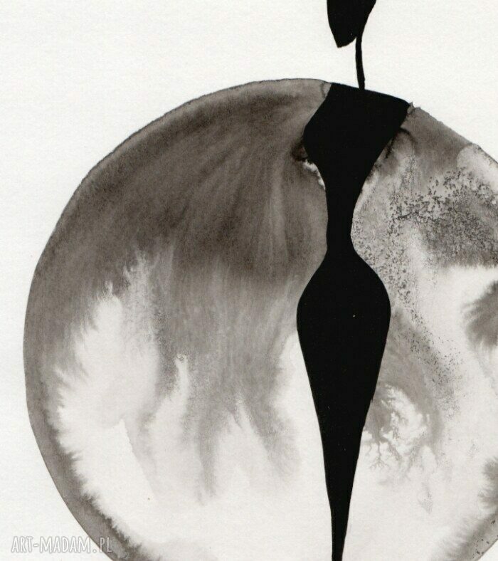 Zestaw 2 grafik 30x40 cm czarno biała abstrakcja na papierze akwarelowym (tusz) art Madam.pl
