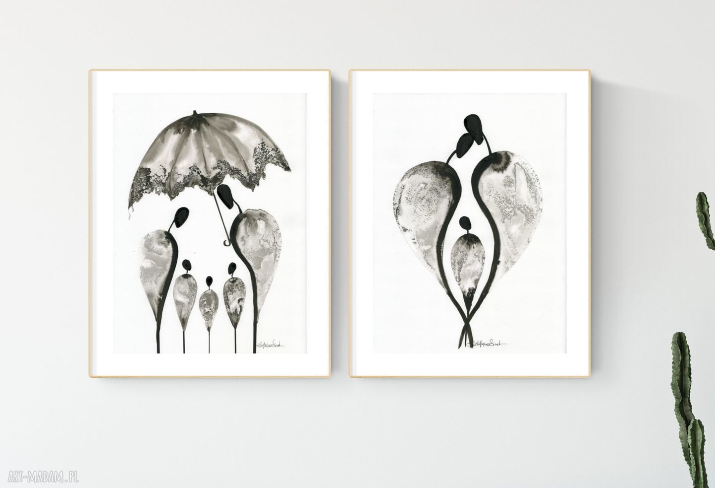 Zestaw 2 nowoczesnych grafik do salonu - grafiki Art Krystyna Siwek