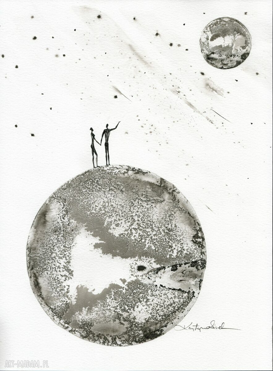 Zestaw 2 grafik 30x40 cm Dreams ręcznie malowane tuszem