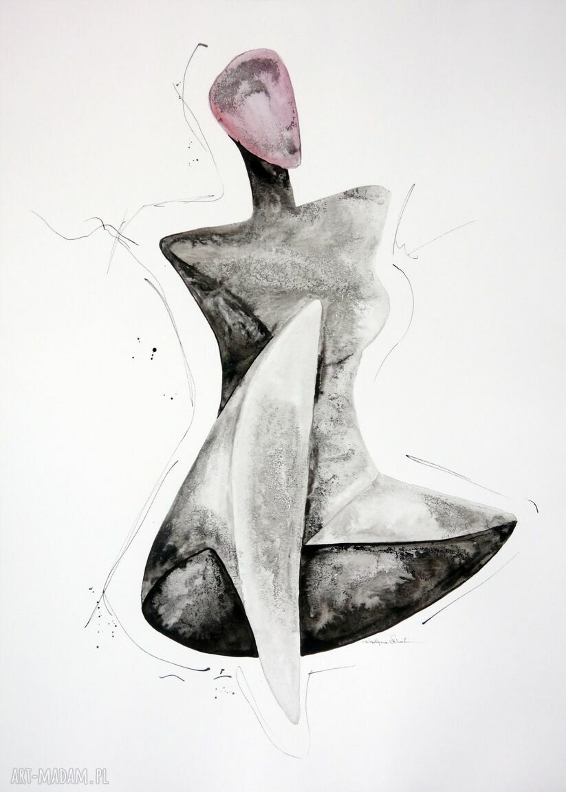 Zestaw 2 grafik skandynawskich 50x70 cm ręcznie malowane tuszem, czarno białe