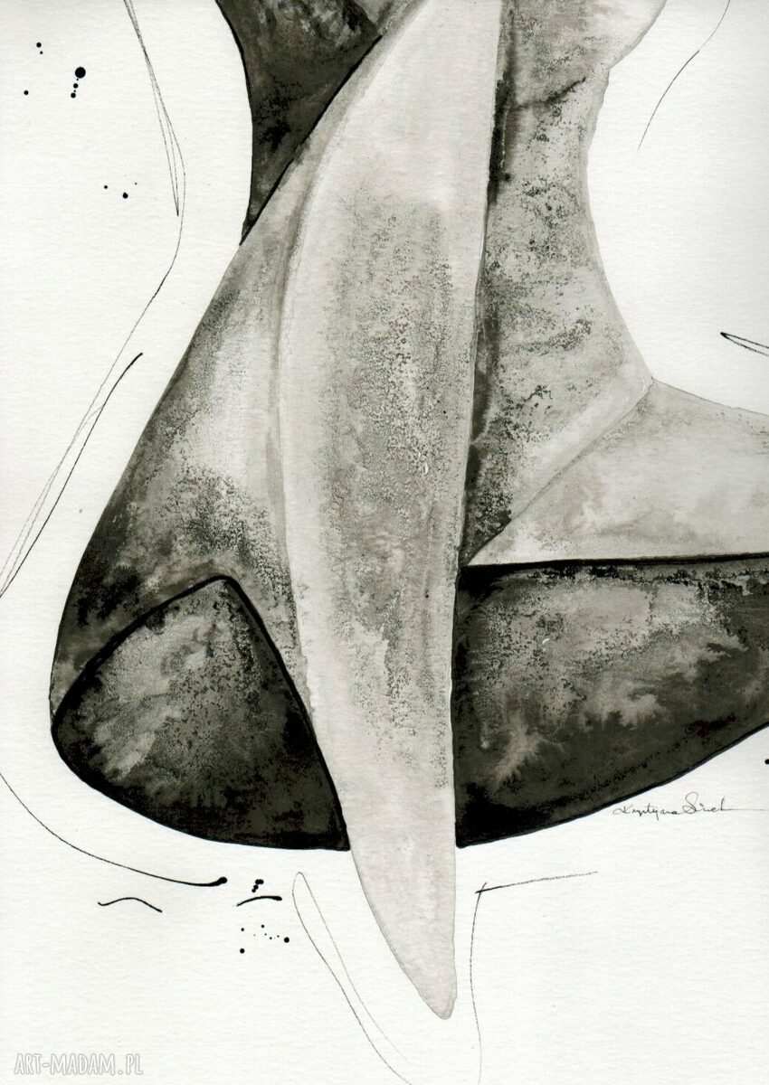 Zestaw 2 grafik skandynawskich 50x70 cm ręcznie malowane tuszem, czarno białe