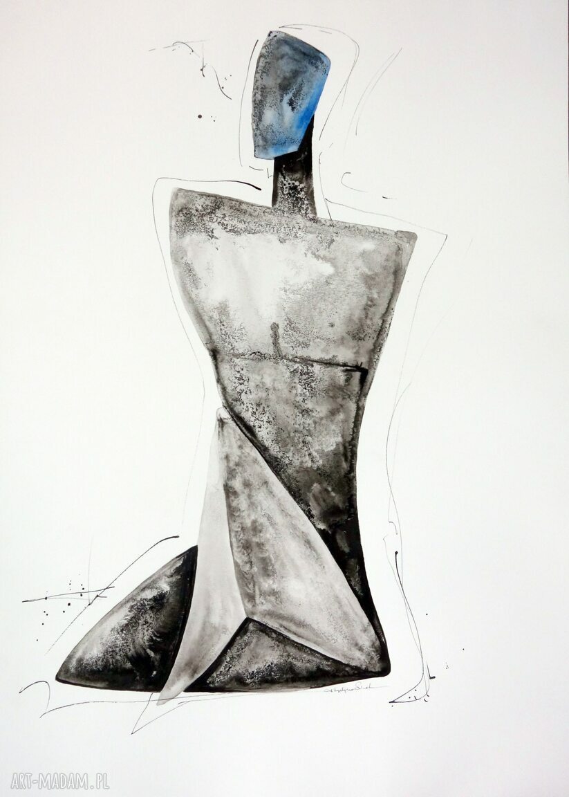 Zestaw 2 grafik skandynawskich 50x70 cm ręcznie malowane tuszem, czarno białe