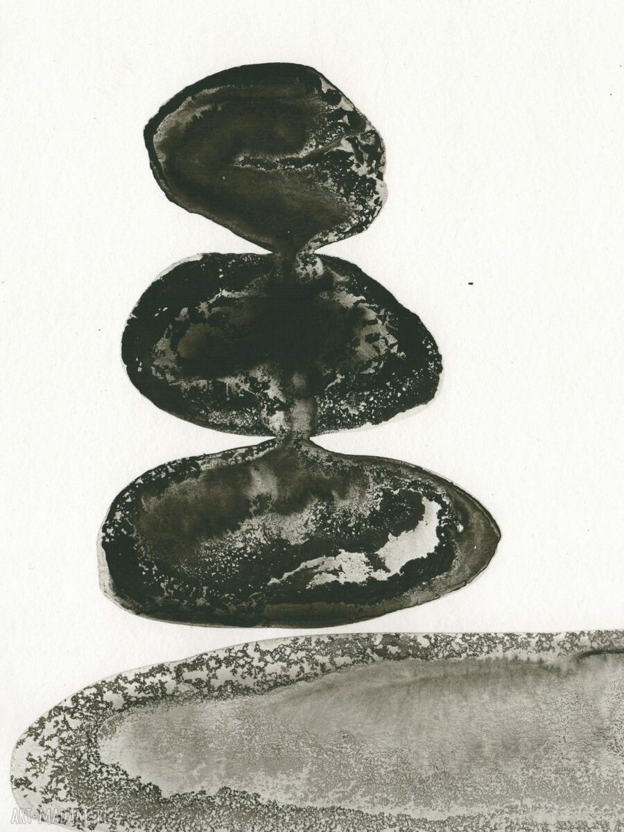 Zestaw 2 grafik 50x70 cm ręcznie malowane tuszem (Point of Balance)