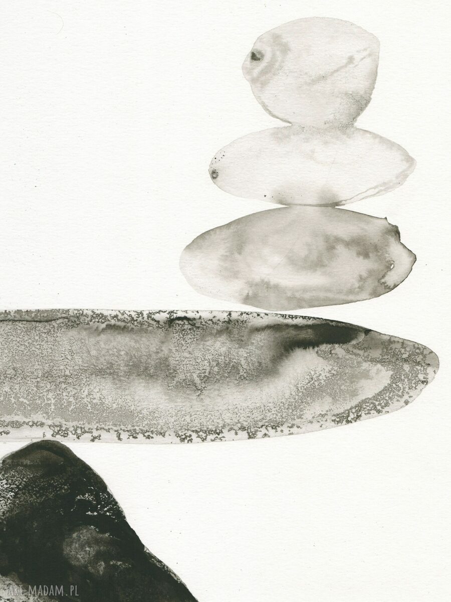 Zestaw 2 grafik 50x70 cm ręcznie malowane tuszem (Point of Balance)