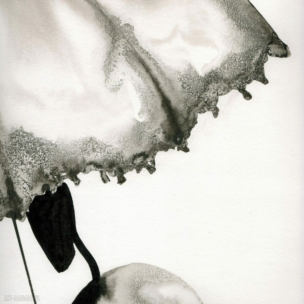 Zestaw 2 czarno-białych grafik X - ręcznie malowane tuszem, 61 x 91 cm