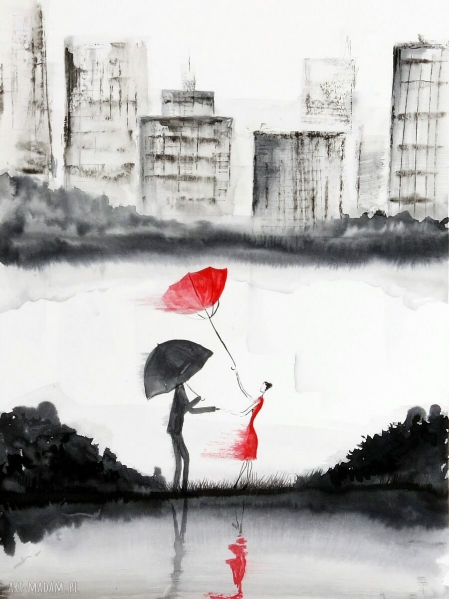 Zestaw 2 grafik 30x40 cm - deszczowa ulica