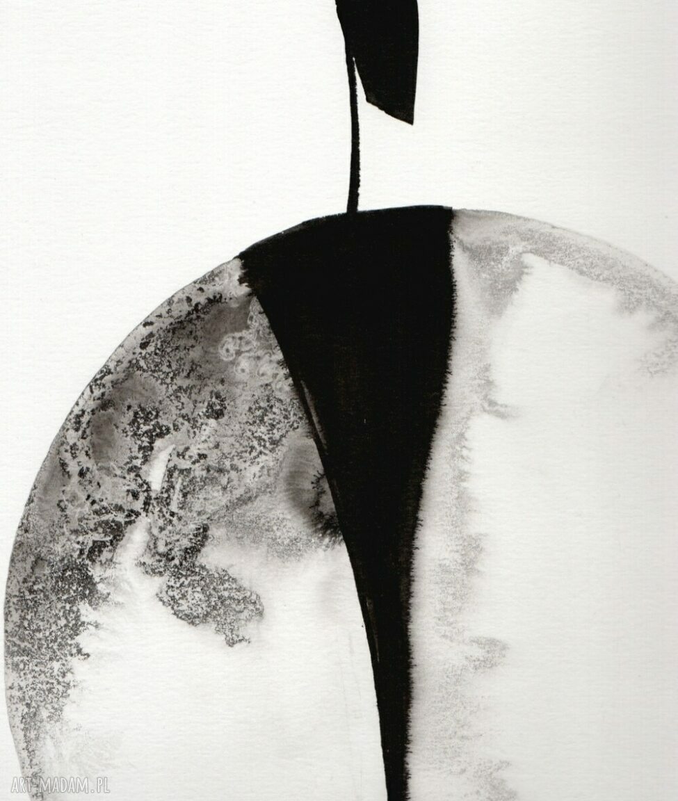 Zestaw 2 grafik 50x70 cm - czarno-biała abstrakcja malowana ręcznie