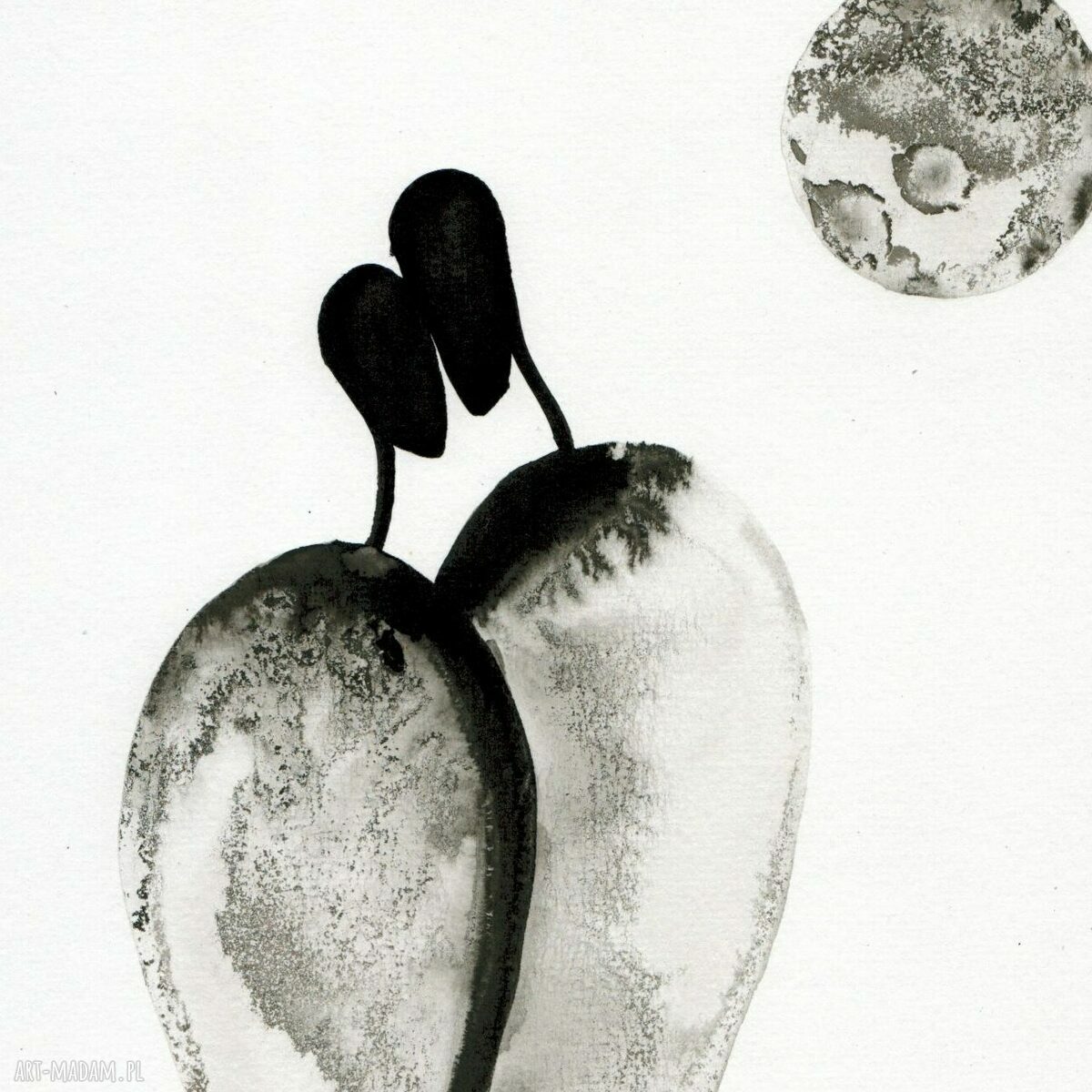 Zestaw 2 grafik 30x40 cm - abstrakcja czarno-biała do salonu