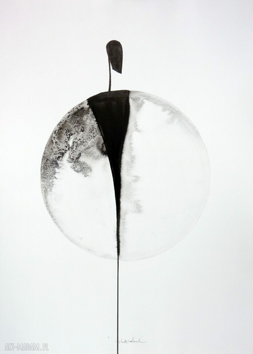 Zestaw 2 grafik 50x70 cm - czarno-biała abstrakcja malowana ręcznie