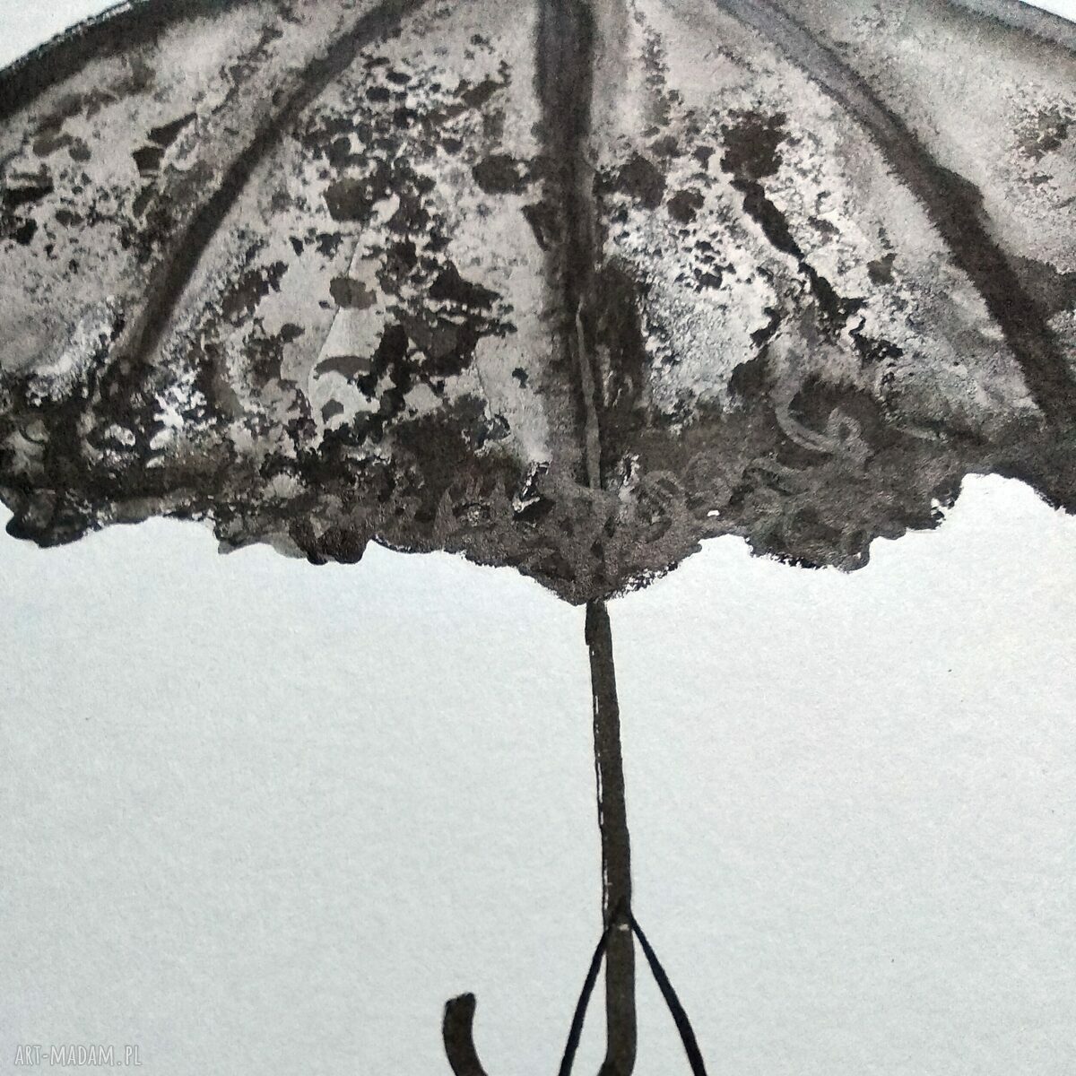 Zestaw 2 obrazów 40x50 cm na szarym papierze z cyklu Rain ręcznie malowane, sygnowane