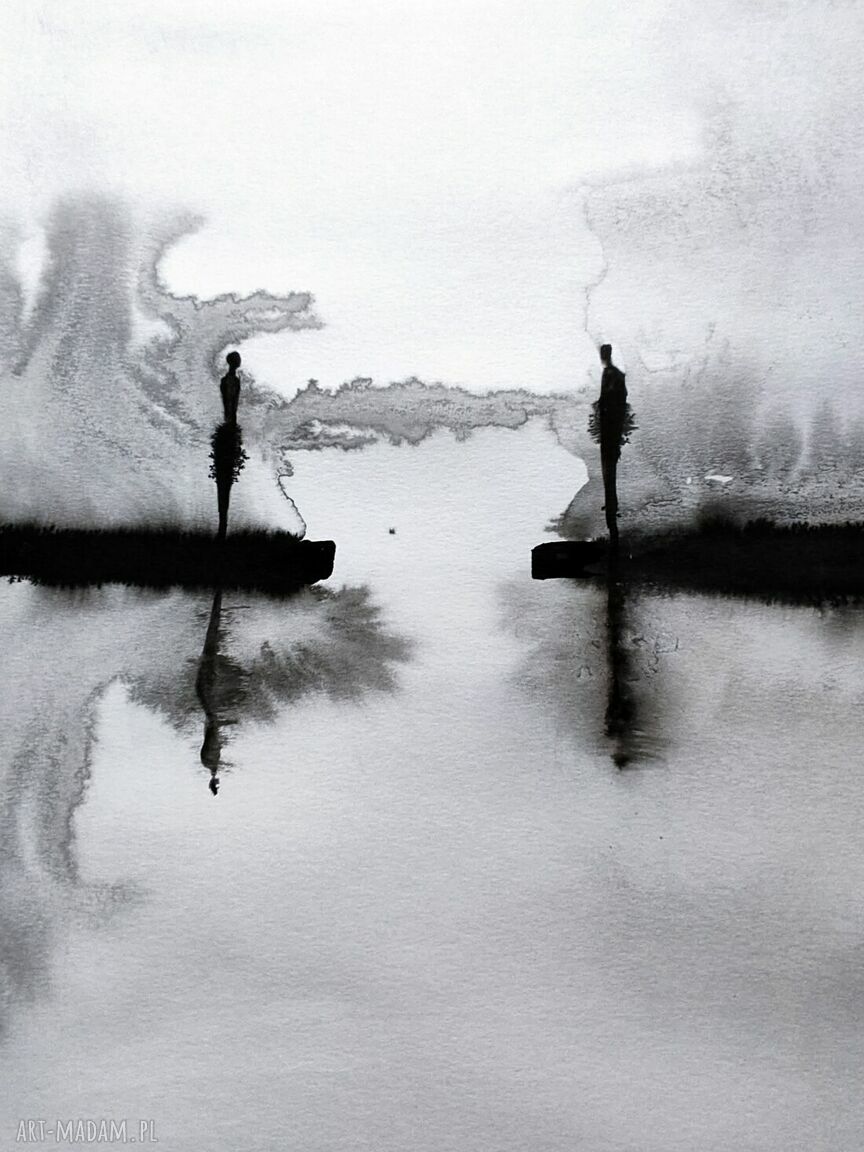 Czarno-biała abstrakcja do salonu - zestaw 2 ręcznie malowanych obrazów 50x70 cm
