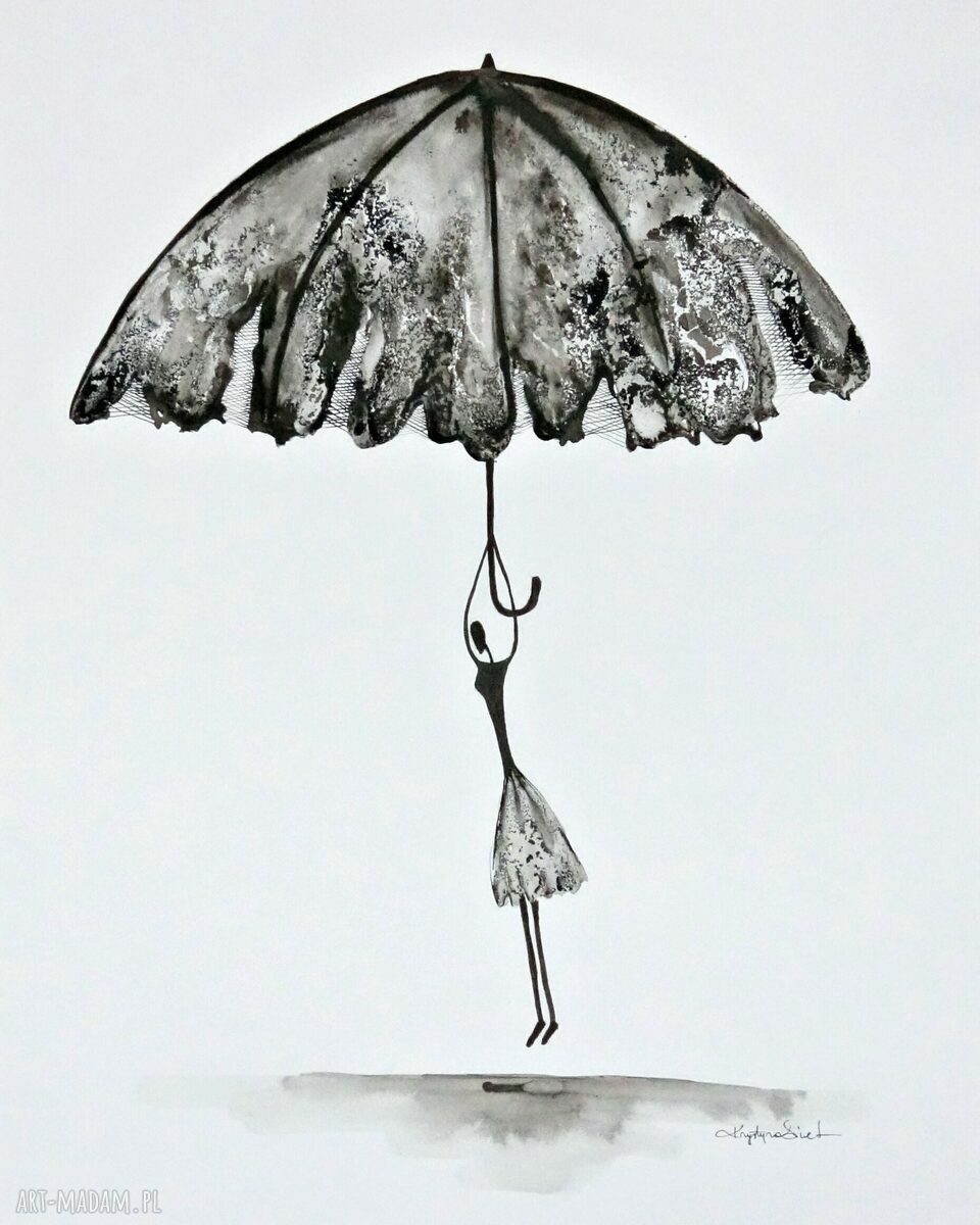 Zestaw 2 obrazów 40x50 cm Rain na szarym papierze (bez ramek)