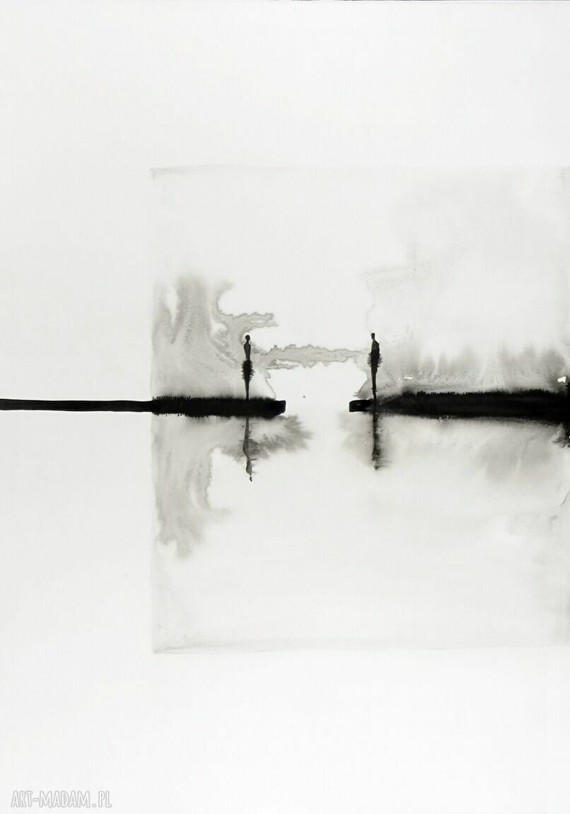 Czarno-biała abstrakcja do salonu - zestaw 2 ręcznie malowanych obrazów 50x70 cm