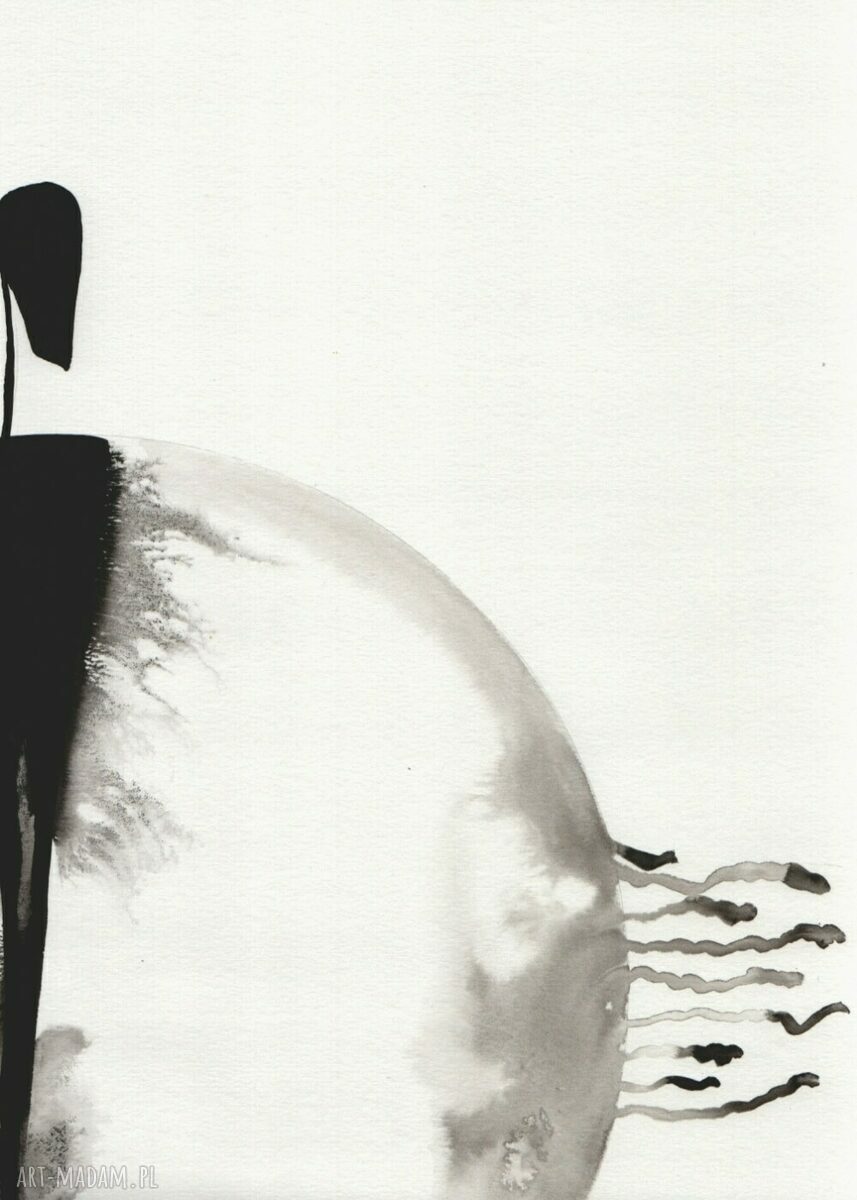 Zestaw 2 ręcznie malowanych obrazów 50x70 cm w czarno-białej abstrakcji