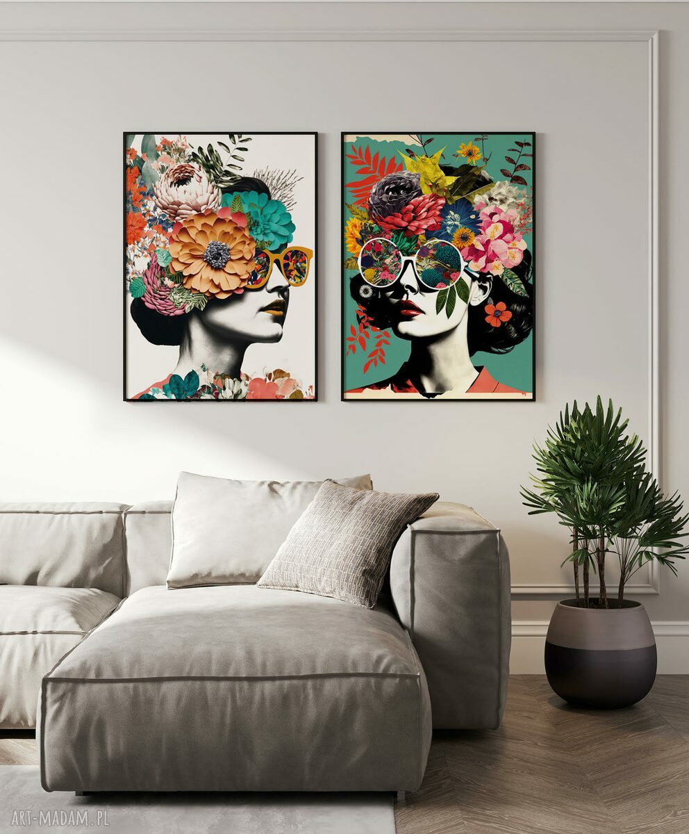 Kolaż kwiatów - zestaw 2 plakatów 50x70 cm Hogstudio