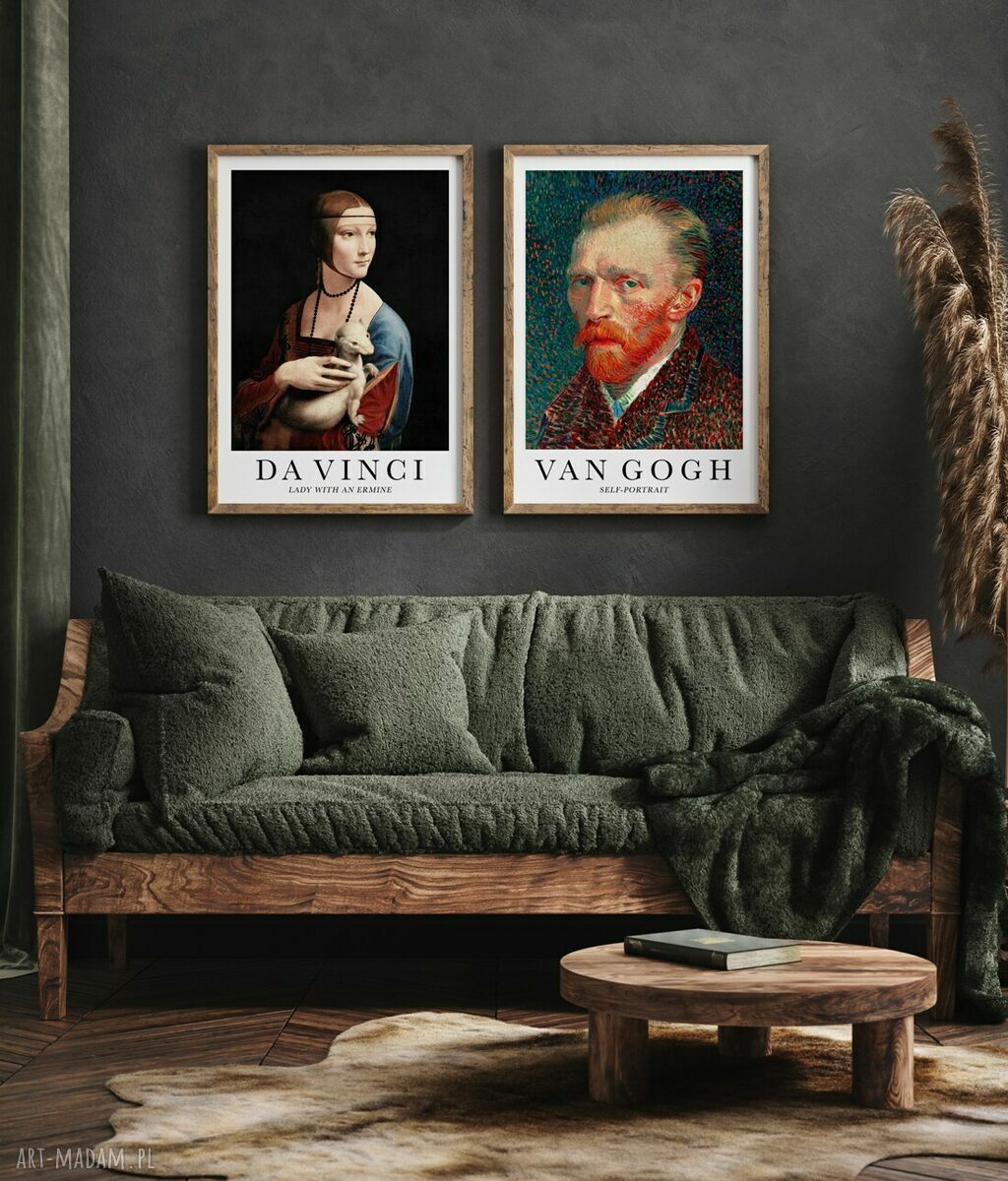 Zestaw 2 plakatów Vermeer i Da Vinci w formacie 50x70 cm (Dama z łasiczką, Dziewczyna z perłą)