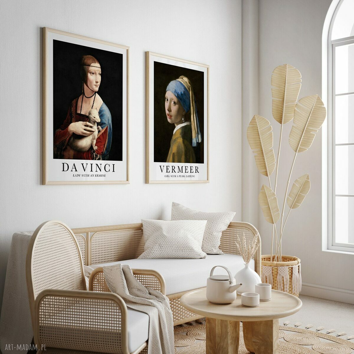 Zestaw 2 plakatów sztuka klasyczna 50x70 cm - Vermeer i Da Vinci
