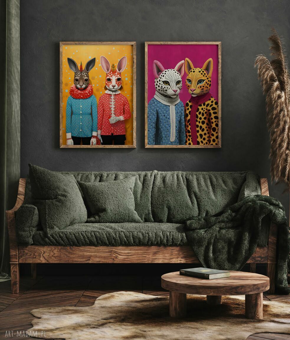 Kolorowe plakaty zwierzęce 61x91 cm - zestaw 2 sztuk
