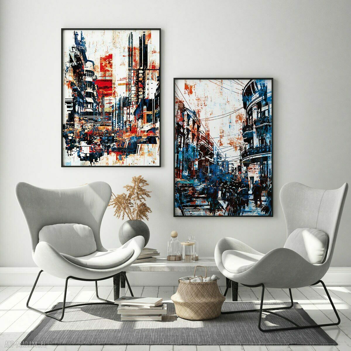 Zestaw 2 plakatów abstrakcyjnych 40x50 cm do salonu