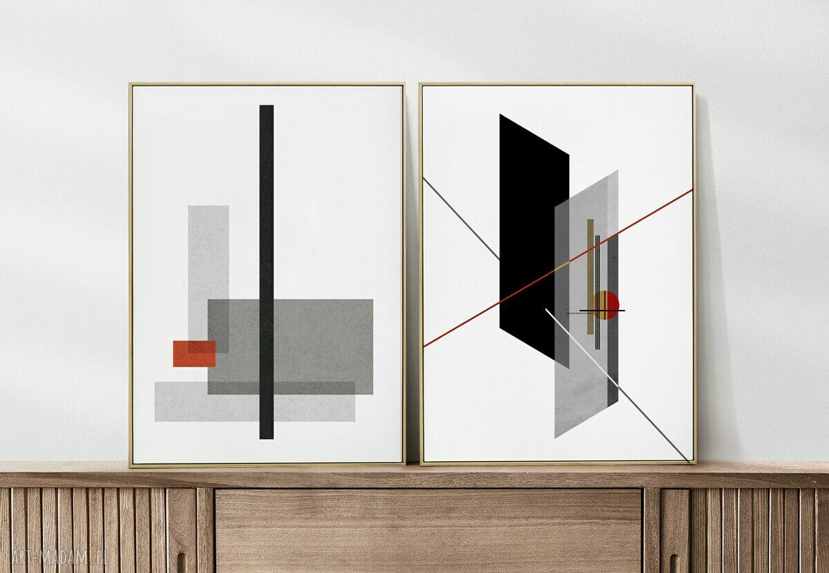 Zestaw 2 plakatów geometrycznych Bauhaus - format A4