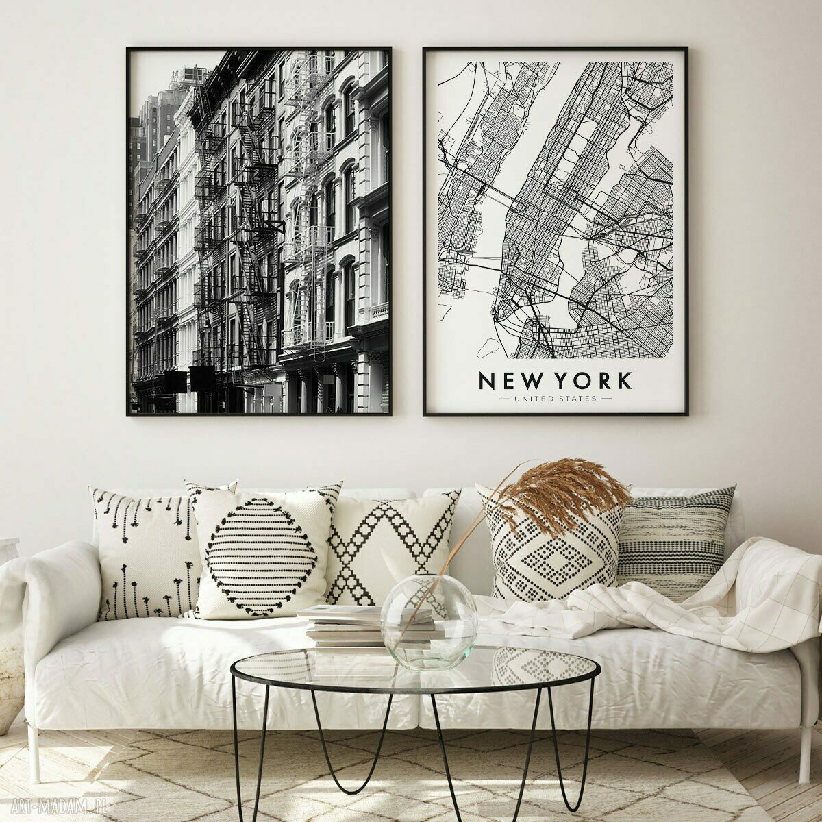 Zestaw 2 plakatów Nowy Jork 61x91 cm - mapa NY