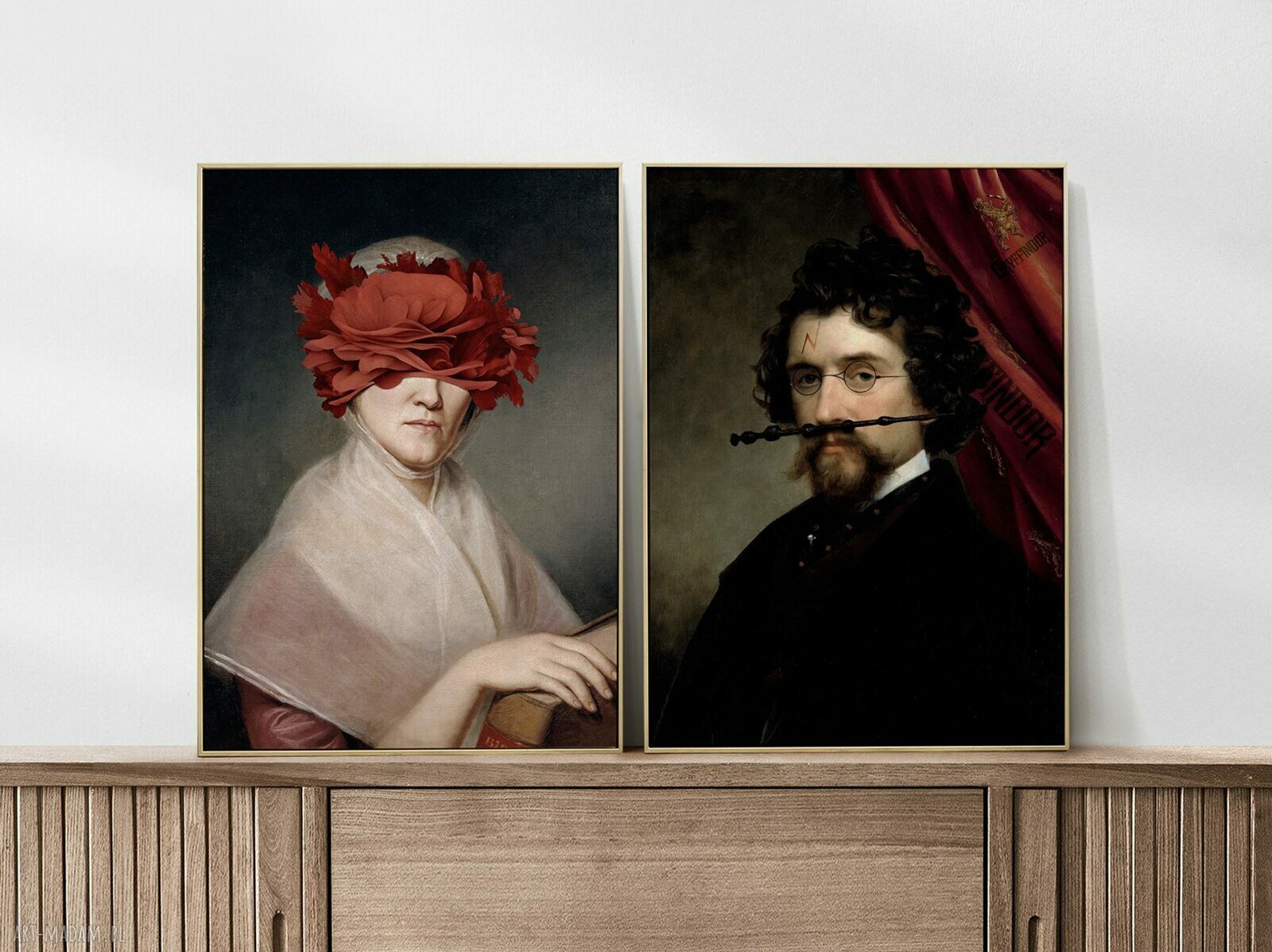 Zestaw 2 plakatów A4 - zabawny kobiecy portret do salonu