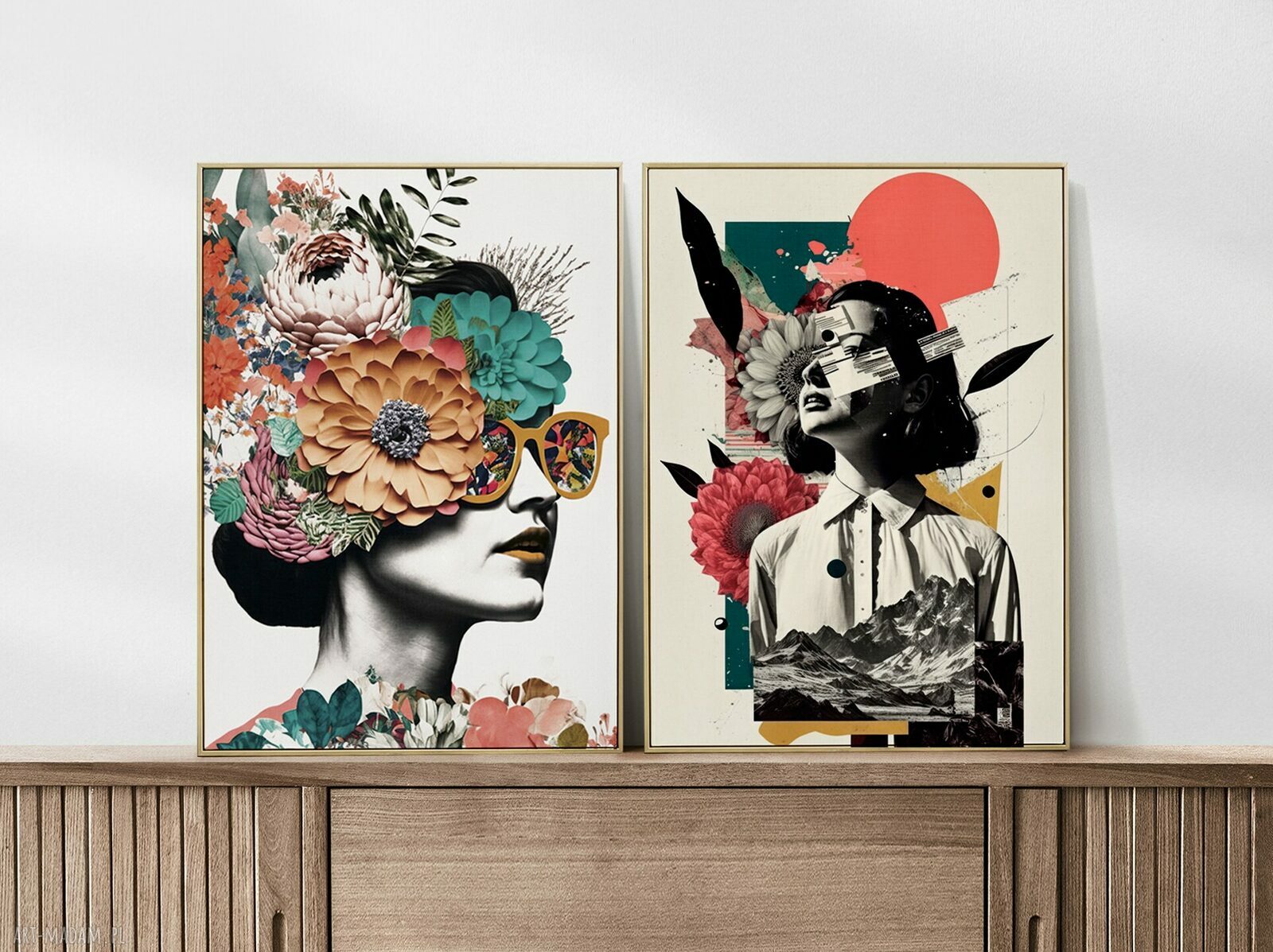 Zestaw 2 plakatów kobiecych kolaży 61x91 cm