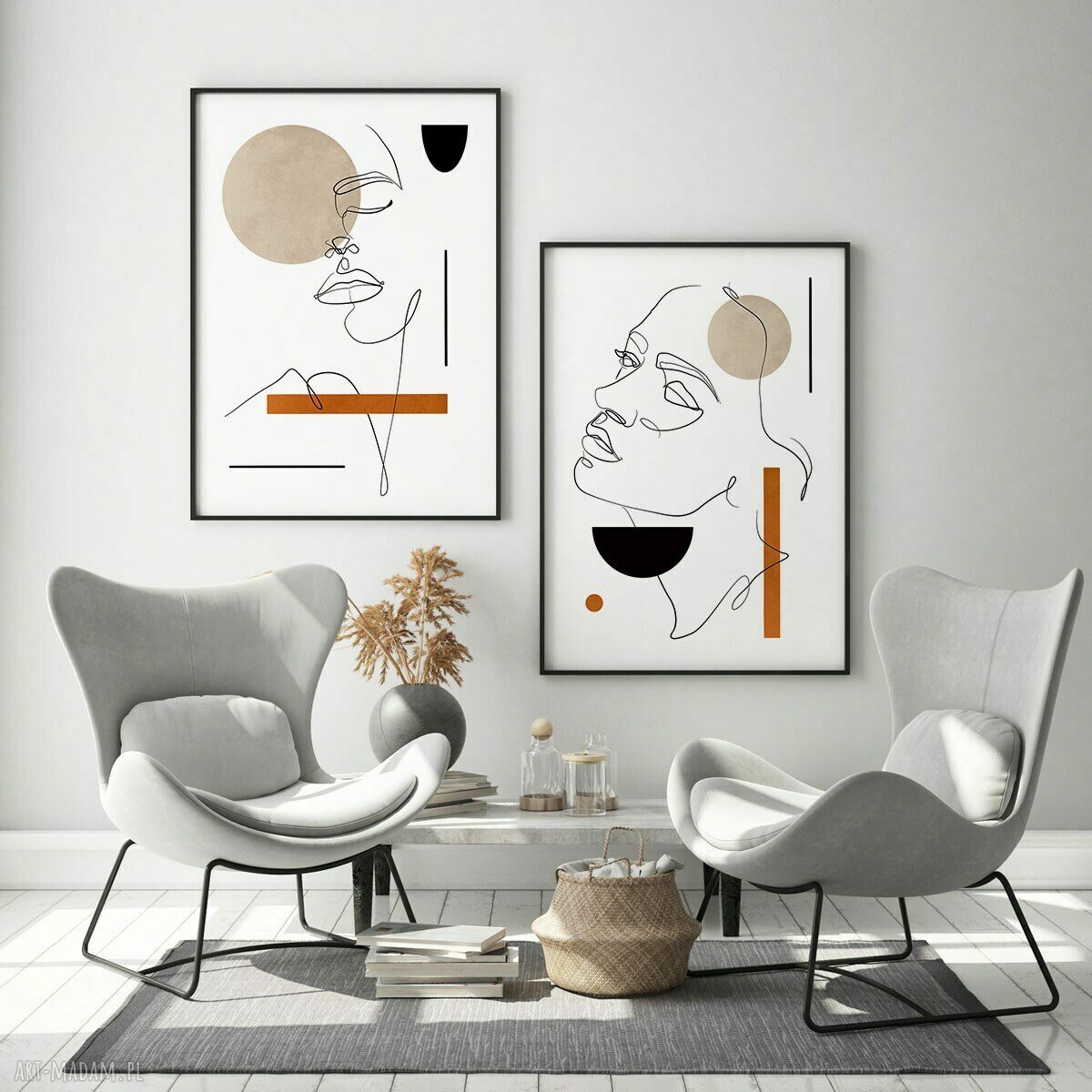 Zestaw 2 plakatów One Line 40x50 cm - geometryczne wzory