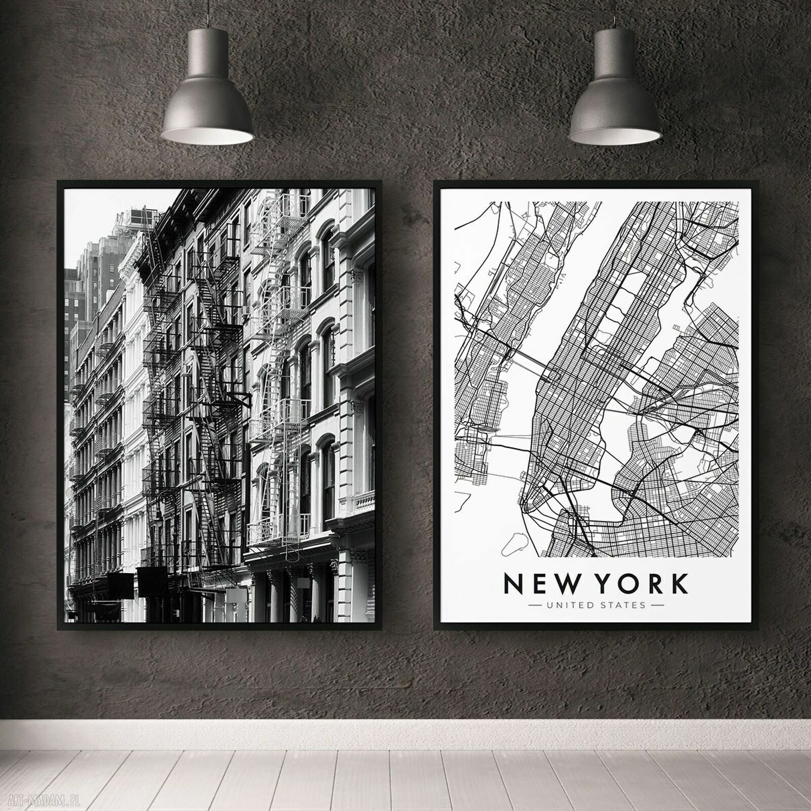 Zestaw 2 plakatów Nowy Jork 61x91 cm - mapa NY